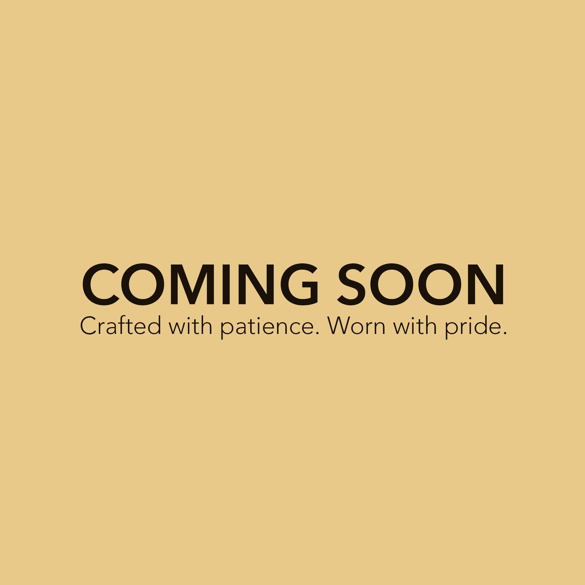 A coming soon sign that lets customers know the product car handing decor is being crafted with patience.